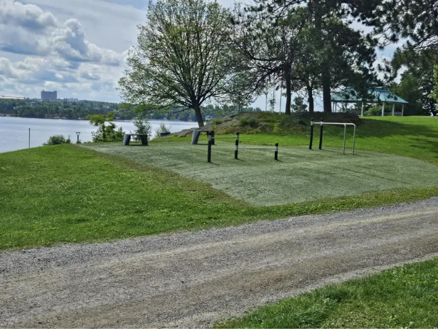 Outdoor exercise equipment at Bell Park, Greater Sudbury