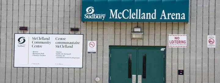 Exterior of McClelland Community Centre and Arena.