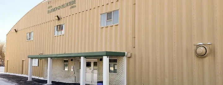 Exterior of Raymond Plourde Arena.