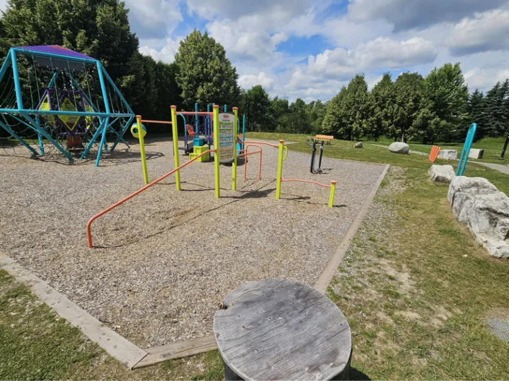 Outdoor exercise equipment at St. Charles Park, Greater Sudbury